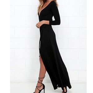 Coventavenue - Long Sleeve Wrap Dress W/Slit